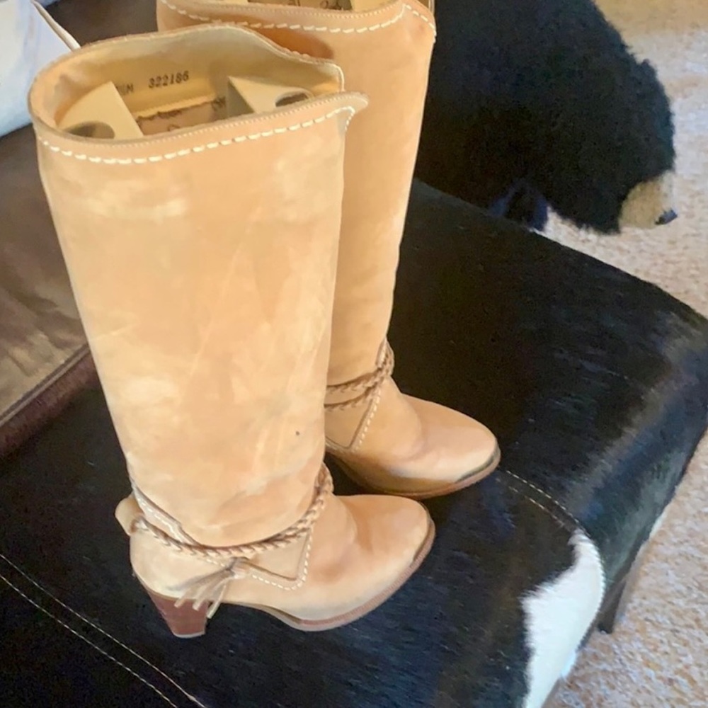 Zodiac suede vintage stacked heel Knee high boots